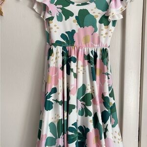 DOTDOT Smile Floral Kids Dress in Pink and Green